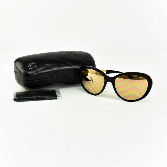 CHANEL Black/Gold CC 18k Gold Mirrored Sunglasses main image 7
